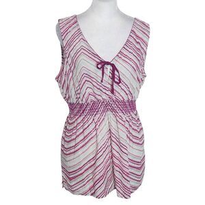 Eddie Bauer Gray and Purple Stripe Sleeveless Top Size Large Magenta Stripe Top